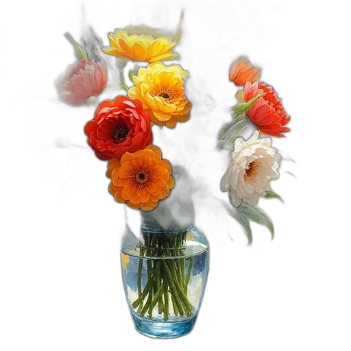 flower, bottle, photorealistic, 3d render transparent PNG cut-out