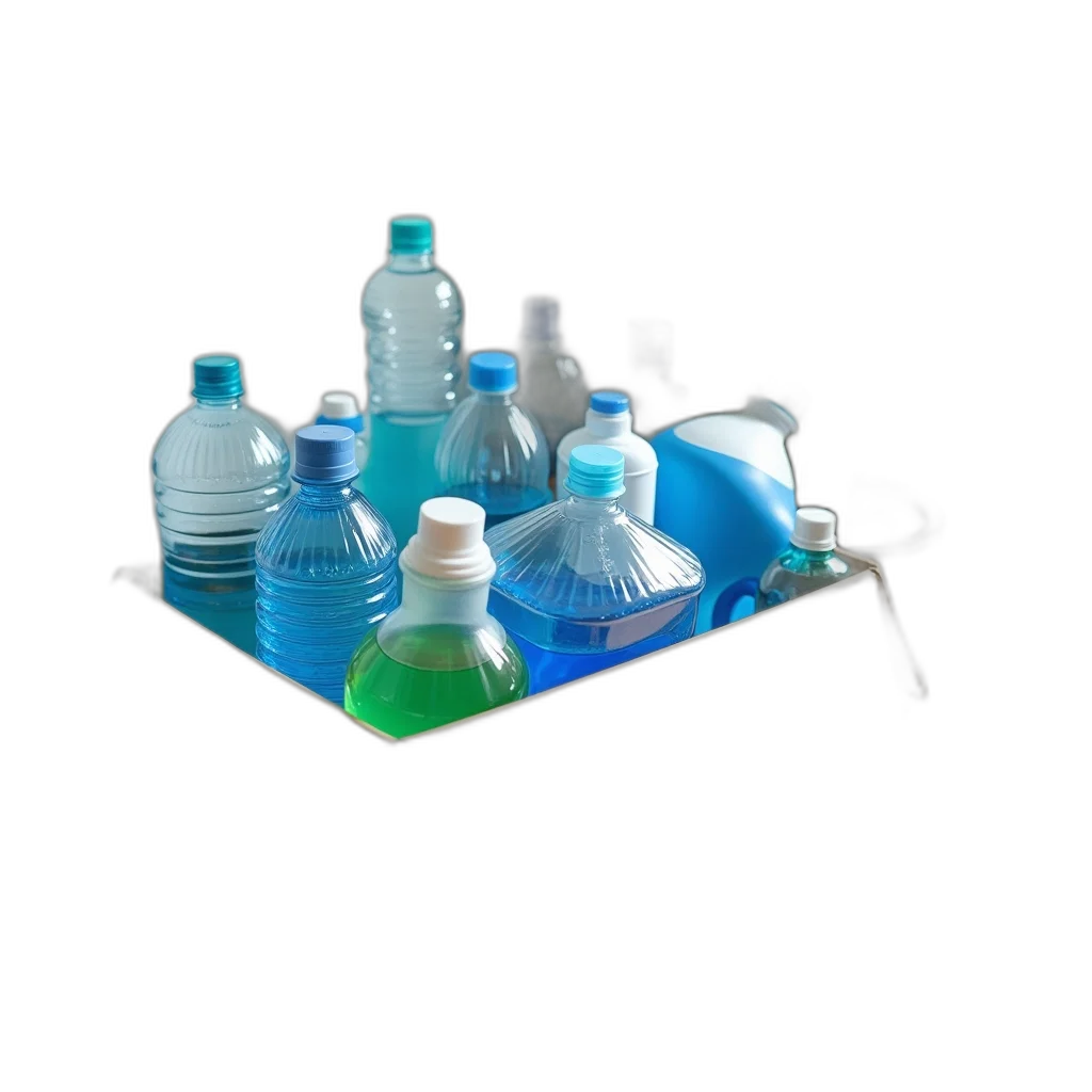 bottle, 3d render, blue, cardboard transparent PNG cut-out