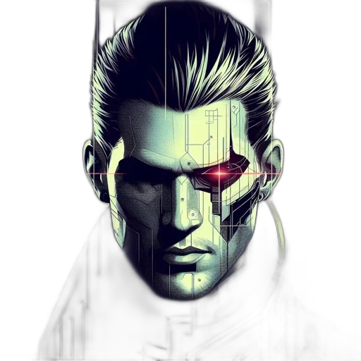 robot, face, mask, jacket transparent PNG cut-out