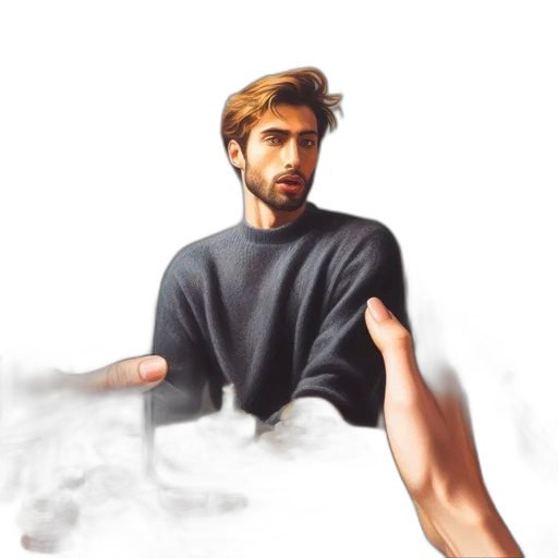 face, jacket, hair, creature transparent PNG cut-out