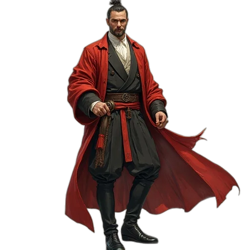 jacket, staff, concept art, fantasy art transparent PNG cut-out