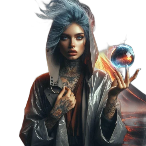 jacket, jewelry, fantasy art, cyberpunk transparent PNG cut-out