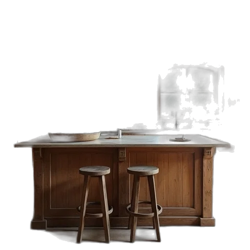 furniture, 3d render, earth tones, rustic transparent PNG cut-out