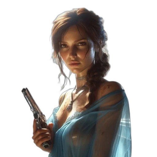 dress, weapon, staff, face transparent PNG cut-out