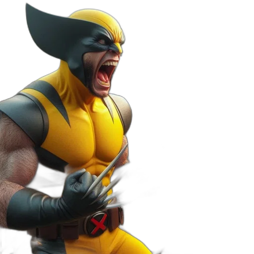 3d render, concept art, comic book art, wolverine transparent PNG cut-out