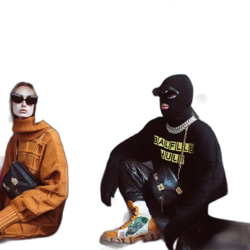 jacket, mask, two, people transparent PNG cut-out