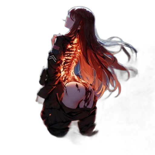 jacket, dress, weapon, hair transparent PNG cut-out