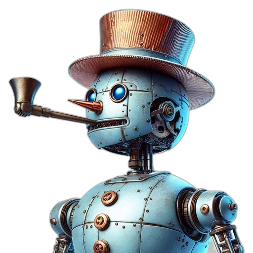 robot, staff, 3d render, concept art transparent PNG cut-out
