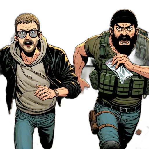 comic book art, concept art, cartoon, two transparent PNG cut-out