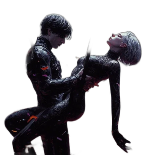 robot, jacket, weapon, cyberpunk transparent PNG cut-out