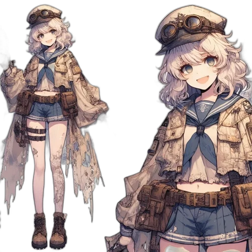 jacket, staff, dress, creature transparent PNG cut-out