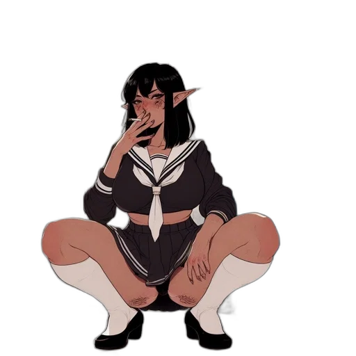 jacket, dress, staff, creature transparent PNG cut-out