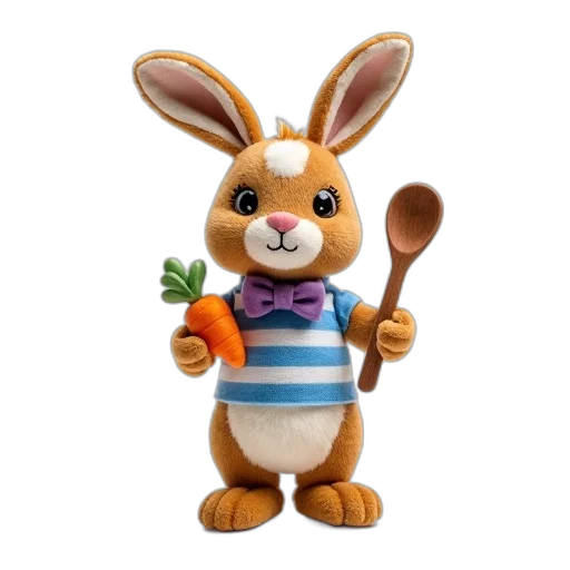 food, staff, 3d render, plush transparent PNG cut-out