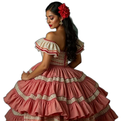 dress, jewelry, photorealistic, frida transparent PNG cut-out