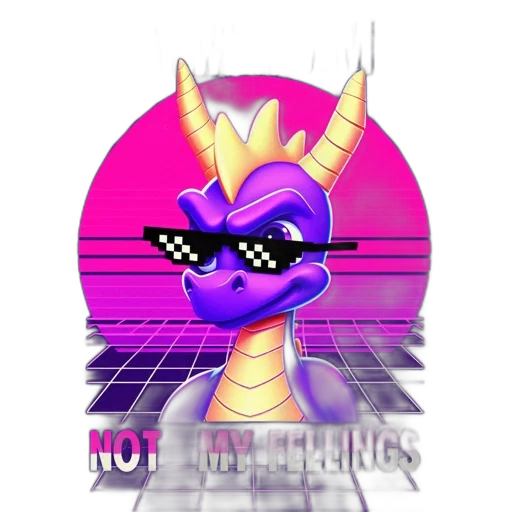 dragon, robot, vaporwave, pixel art transparent PNG cut-out