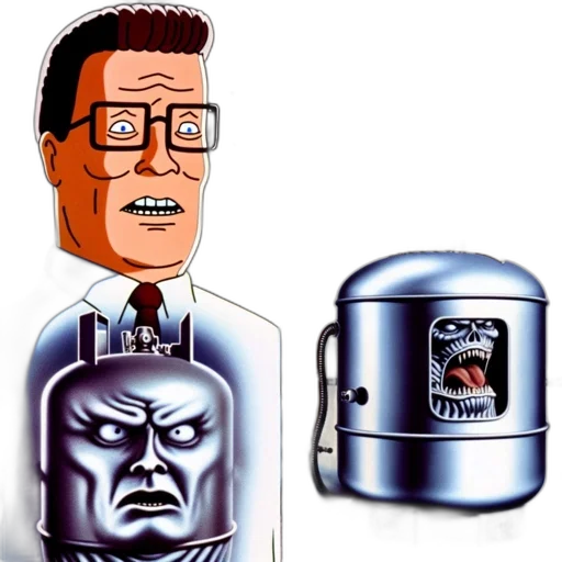 robot, cartoon, concept art, two transparent PNG cut-out