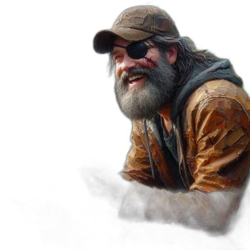 jacket, face, hat, photorealistic transparent PNG cut-out