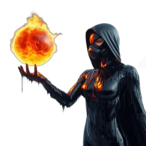 mask, jacket, staff, weapon transparent PNG cut-out