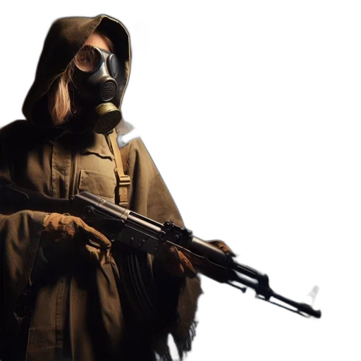weapon, mask, jacket, staff transparent PNG cut-out