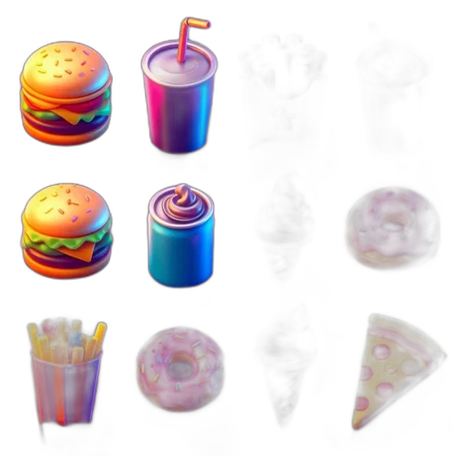 food, jewelry, vaporwave, 3d render transparent PNG cut-out
