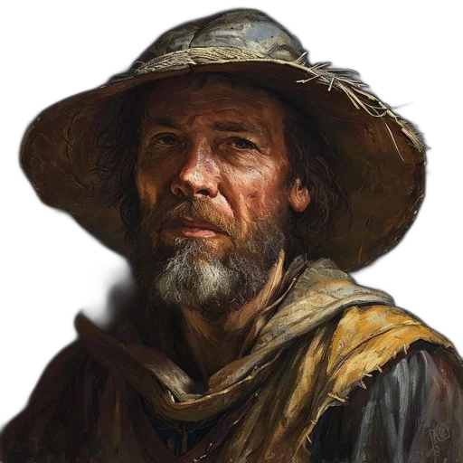 hat, face, staff, photorealistic transparent PNG cut-out