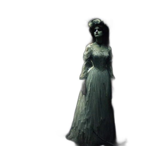 dress, creature, mask, staff transparent PNG cut-out