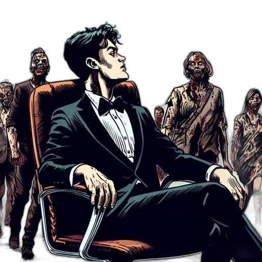 comic book art, concept art, suited, man transparent PNG cut-out