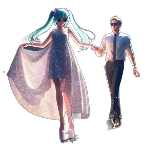 dress, vaporwave, concept art, pixel art transparent PNG cut-out