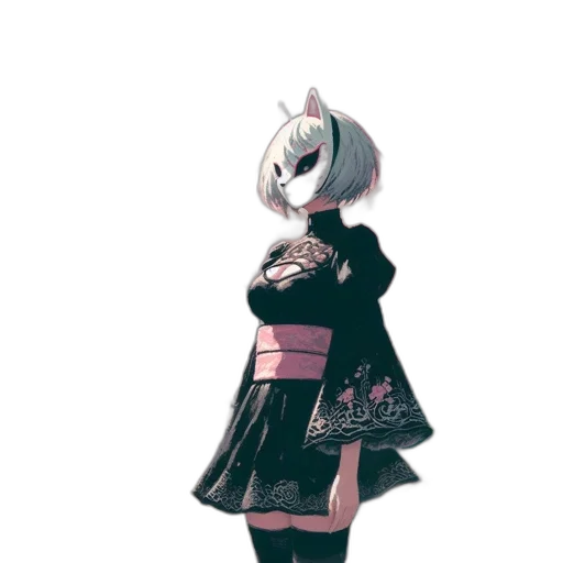 dress, jacket, mask, staff transparent PNG cut-out