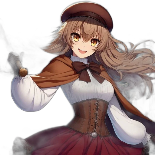 staff, hat, dress, weapon transparent PNG cut-out