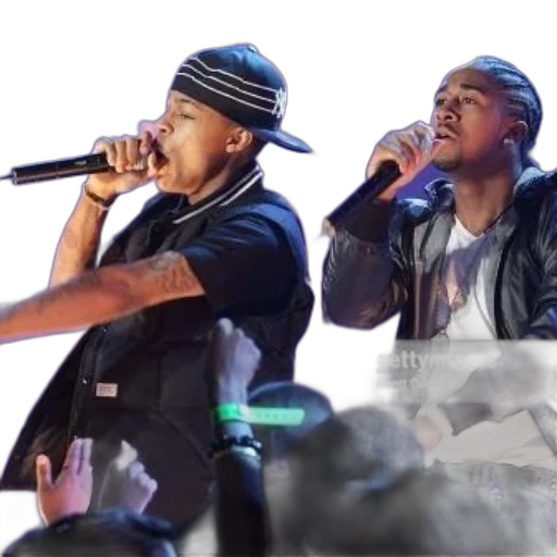 two, performers, stage, microphones transparent PNG cut-out