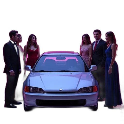 car, robot, dress, vaporwave transparent PNG cut-out