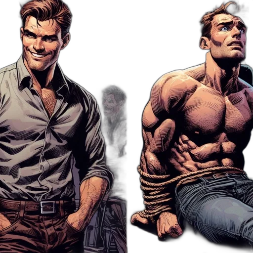 comic book art, concept art, earth tones, two transparent PNG cut-out