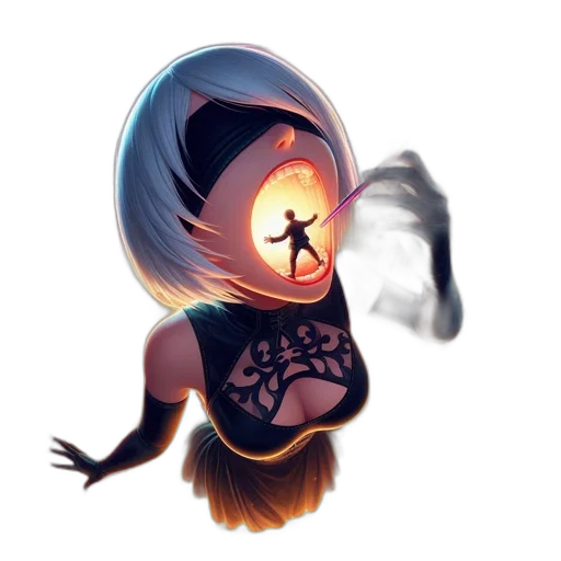 mask, creature, hair, staff transparent PNG cut-out
