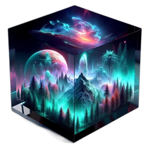 concept art, fantasy art, vaporwave, pixel art transparent PNG cut-out