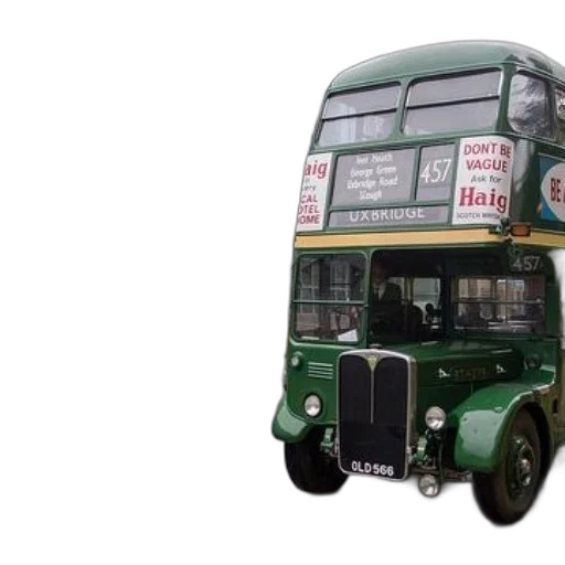 vintage, green, double-decker, bus transparent PNG cut-out