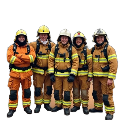staff, group, firefighters, full transparent PNG cut-out