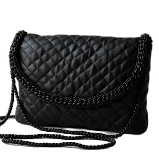 black, quilted, clutch, braid transparent PNG cut-out