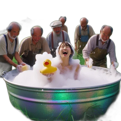underwater, elderly, group, surrounds transparent PNG cut-out