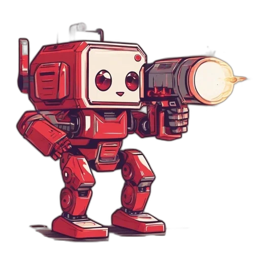 robot, weapon, pixel art, concept art transparent PNG cut-out