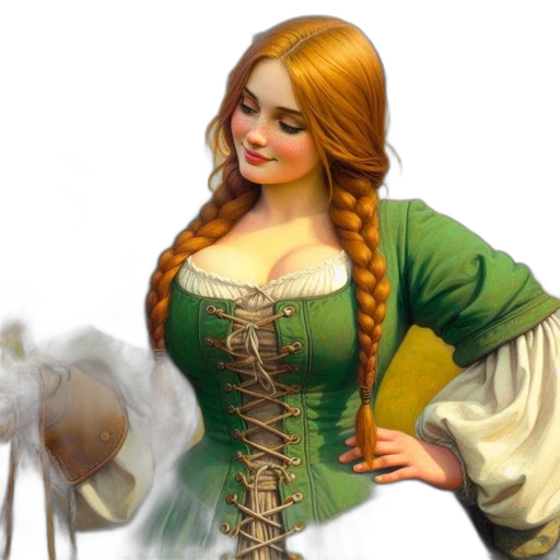 dress, jewelry, staff, fantasy art transparent PNG cut-out