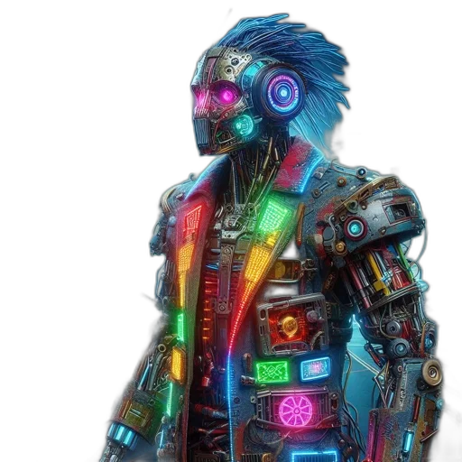 robot, jacket, mask, staff transparent PNG cut-out