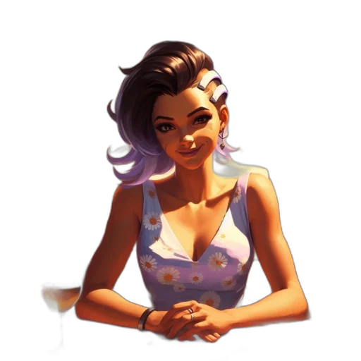 dress, face, jewelry, concept art transparent PNG cut-out