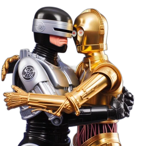 robot, concept art, outer space, golden transparent PNG cut-out