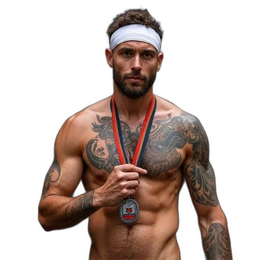 jewelry, man, tattooed, torso transparent PNG cut-out