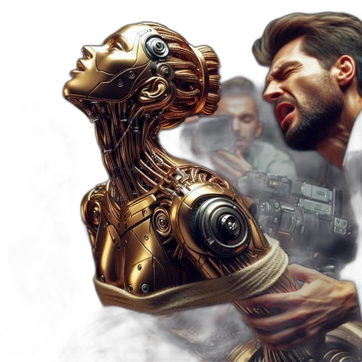 robot, concept art, photorealistic, cyberpunk transparent PNG cut-out