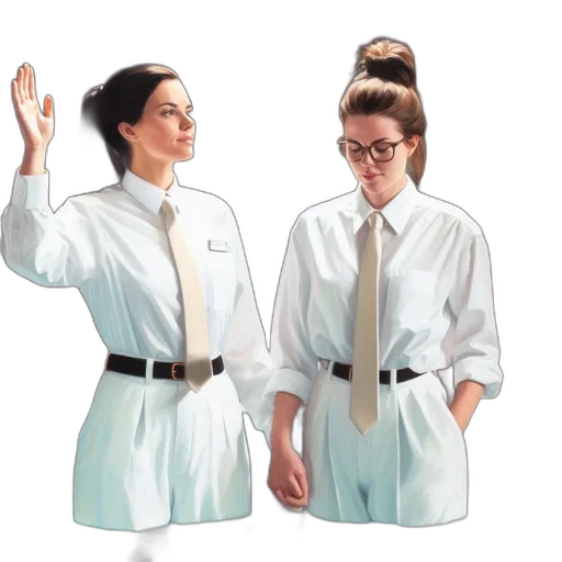 staff, jacket, two, women transparent PNG cut-out
