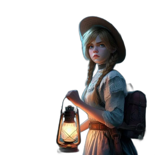 hat, staff, face, dress transparent PNG cut-out