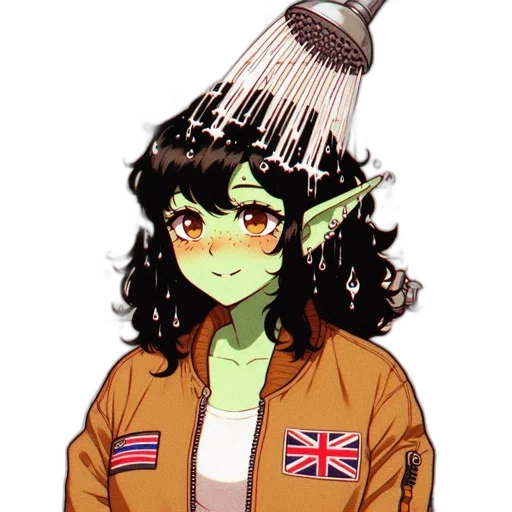 hat, staff, jacket, hair transparent PNG cut-out