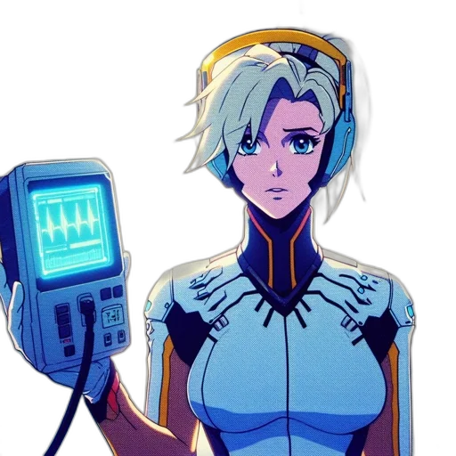 robot, staff, weapon, cyberpunk transparent PNG cut-out